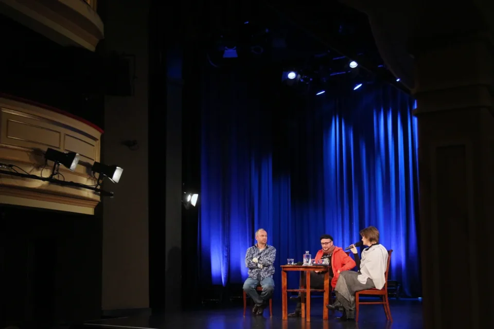 20 11 2012 LUBLIN TEATR STARY BITWA O KULTURE PROWADZENIE GRAZYNA LUTOSLAWSKA GOSCIE MARIUSZ BONASZEWSKI I PAWEL PASSINI FOT DOROTA AWIORKO - KLIMEK