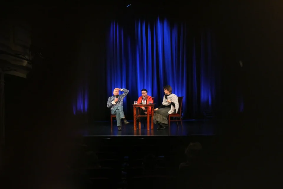 20 11 2012 LUBLIN TEATR STARY BITWA O KULTURE PROWADZENIE GRAZYNA LUTOSLAWSKA GOSCIE MARIUSZ BONASZEWSKI I PAWEL PASSINI FOT DOROTA AWIORKO - KLIMEK