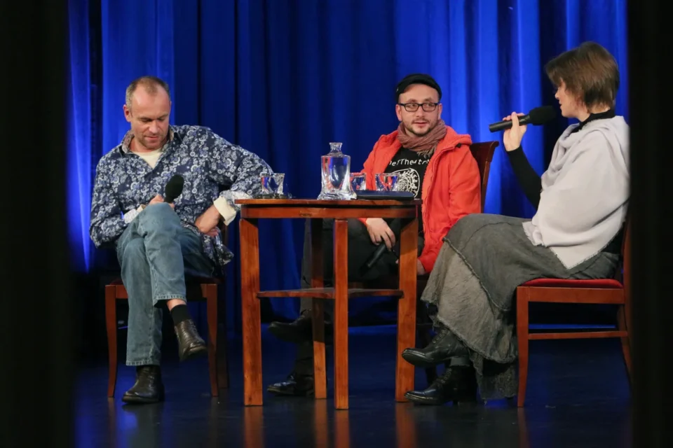 20 11 2012 LUBLIN TEATR STARY BITWA O KULTURE PROWADZENIE GRAZYNA LUTOSLAWSKA GOSCIE MARIUSZ BONASZEWSKI I PAWEL PASSINI FOT DOROTA AWIORKO - KLIMEK