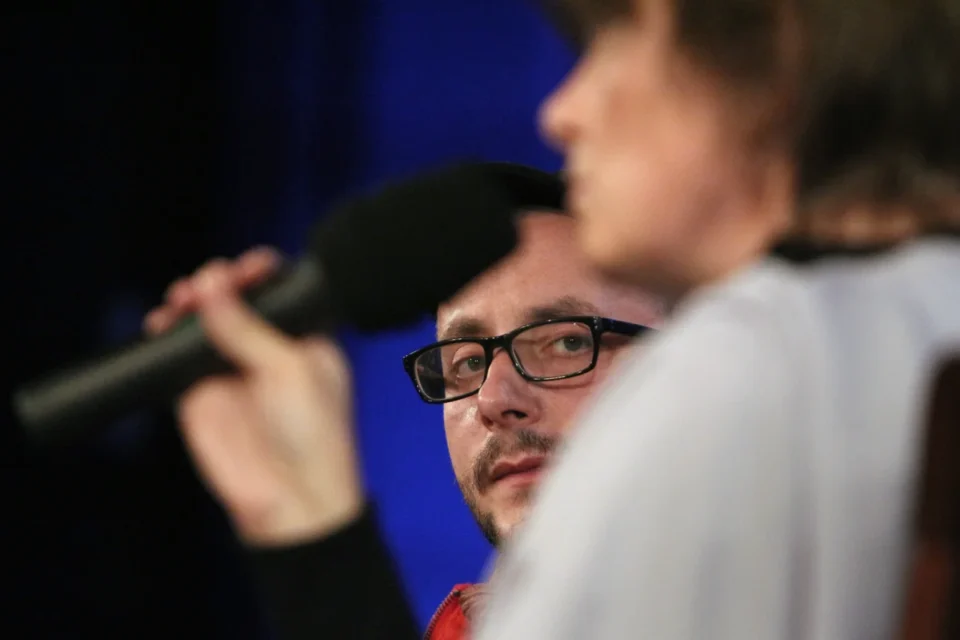 20 11 2012 LUBLIN TEATR STARY BITWA O KULTURE PROWADZENIE GRAZYNA LUTOSLAWSKA GOSCIE MARIUSZ BONASZEWSKI I PAWEL PASSINI FOT DOROTA AWIORKO - KLIMEK