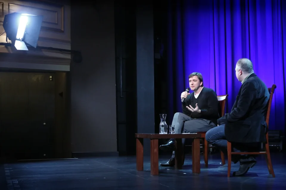 13 01 2015 LUBLIN UL JEZUICKA TEATR STARY BITWA O LITERATURE PROWADZONA PRZEZ KRZYSZTOFA VARGE Z UDZIALEM REZYSERA BORYSA LANKOSZA FOT WOJCIECH NIESPIALOWSKI / TS