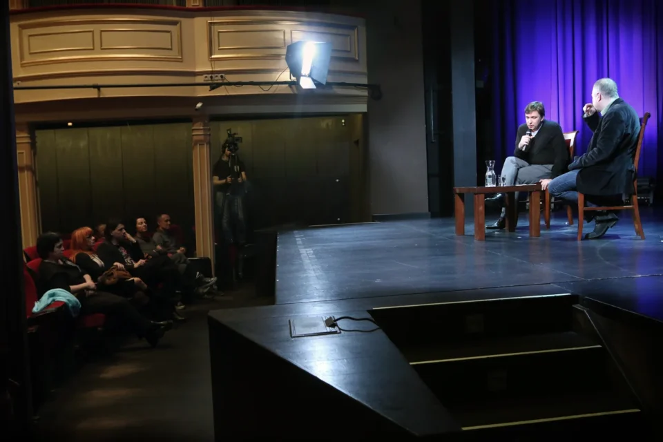 13 01 2015 LUBLIN UL JEZUICKA TEATR STARY BITWA O LITERATURE PROWADZONA PRZEZ KRZYSZTOFA VARGE Z UDZIALEM REZYSERA BORYSA LANKOSZA FOT WOJCIECH NIESPIALOWSKI / TS