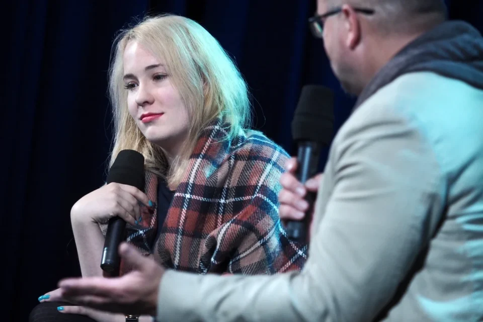 13 10 2015 LUBLIN UL JEZUICKA TEATR STARY BITWA O LITERATURE - NARODZINY PISARKI PROWADZENIE LUKASZ DREWNIAK GOSCIE : WERONIKA MUREK I JOANNA DZIWAK FOT WOJCIECH NIESPIALOWSKI / TS