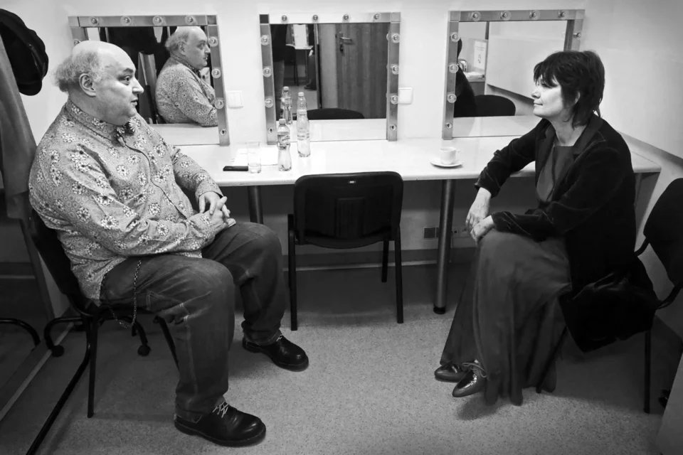 02 02 2016 LUBLIN UL JEZUICKA TEATR STARY BITWA O KULTURE - MIEDZY DUCHOWYM A BRZUCHOWYM. PROWADZENIE GRAZYNA LUTOSLAWSKA GOSC MACIEJ NOWAK FOT WOJCIECH NIESPIALOWSKI / TS