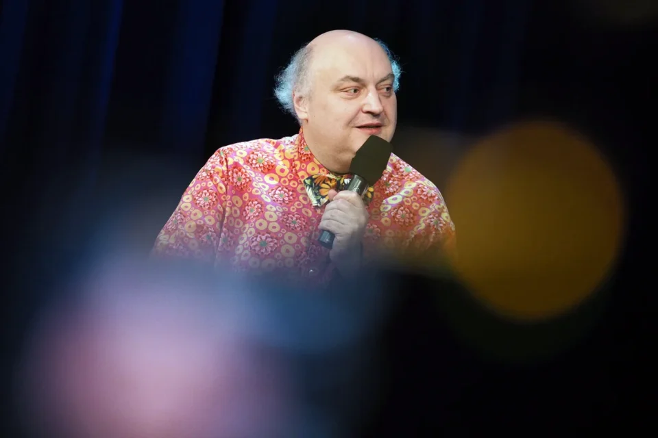 02 02 2016 LUBLIN UL JEZUICKA TEATR STARY BITWA O KULTURE - MIEDZY DUCHOWYM A BRZUCHOWYM. PROWADZENIE GRAZYNA LUTOSLAWSKA GOSC MACIEJ NOWAK FOT WOJCIECH NIESPIALOWSKI / TS