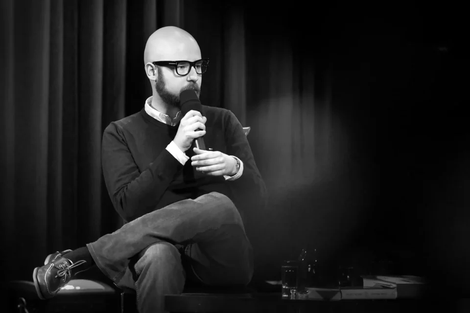 07 04 2015 LUBLIN UL JEZUICKA TEATR STARY BITWA O LITERATURE - WYKLUCZENI I WKURZENI GOSCIE: WOJCIECH ENGELKING I JAKUB ZULCZYK FOT WOJCIECH NIESPIALOWSKI / TS *** Local Caption *** TS