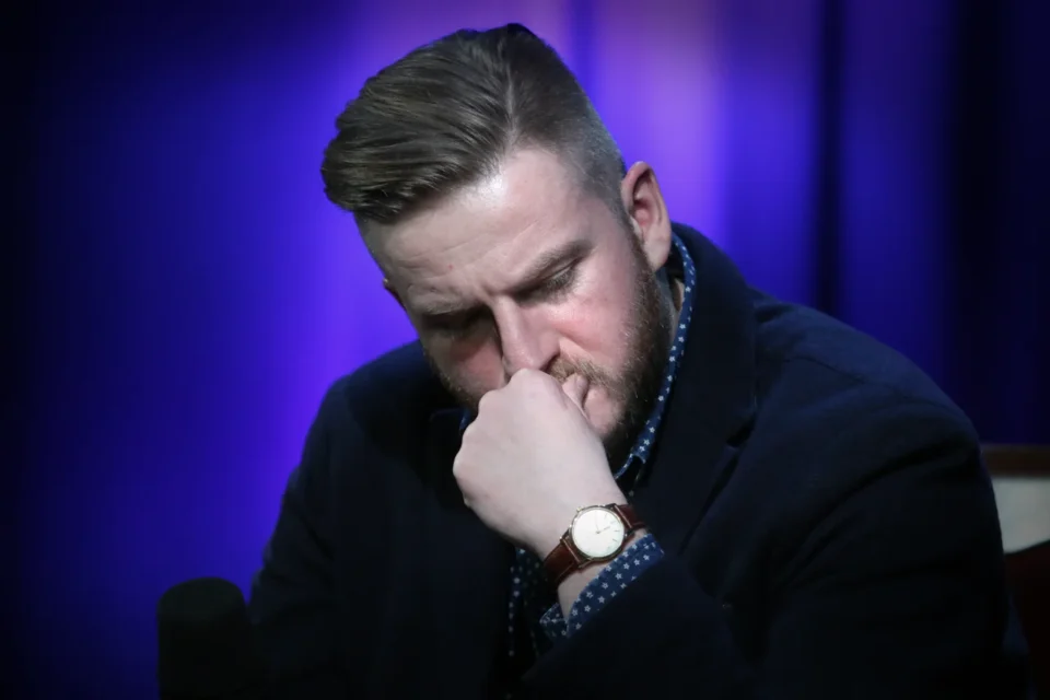 09 12 2014 LUBLIN UL JEZUICKA TEATR STARY BITWA O LITERATURE PROWADZENIE LUKASZ DREWNIAK GOSC SZCZEPAN TWARDOCH FOT WOJCIECH NIESPIALOWSKI / TS