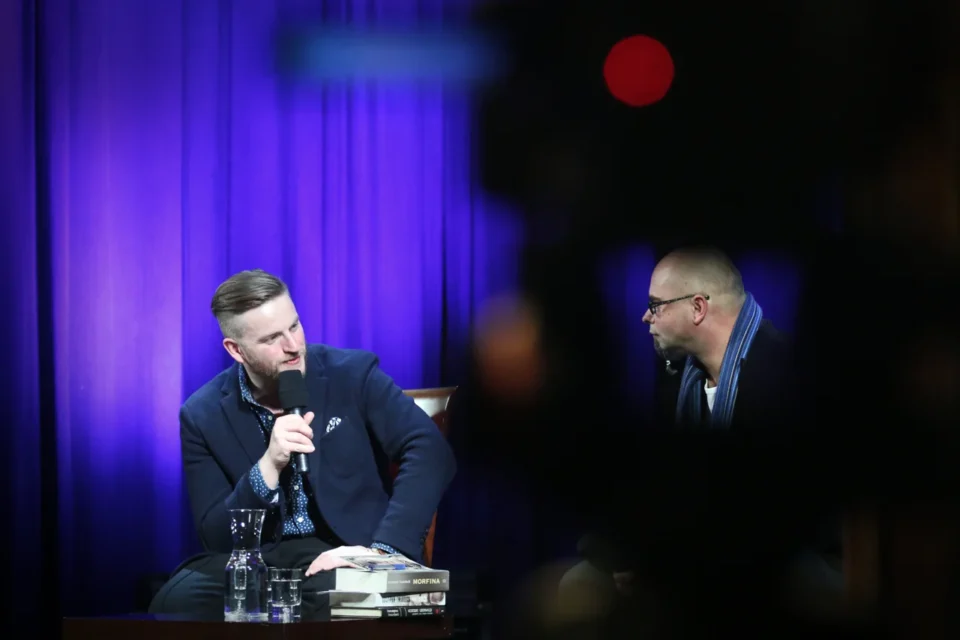 09 12 2014 LUBLIN UL JEZUICKA TEATR STARY BITWA O LITERATURE PROWADZENIE LUKASZ DREWNIAK GOSC SZCZEPAN TWARDOCH FOT WOJCIECH NIESPIALOWSKI / TS