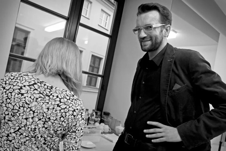 18 05 2015 LUBLIN ULJEZUICKA TEATR STARY KINO W TEATRZE STARYM FILM: BOGOWIE - ROZMOWA PO SEANSIE Z TOMASZEM KOTEM  FOT WOJCIECH NIESPIALOWSKI / TS