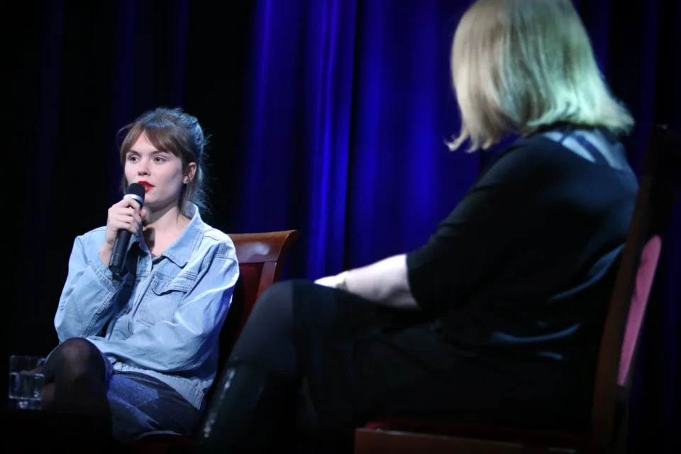 09 03 2015 LUBLIN UL JEZUICKA TEATR STARY KINO W TEATRZE ROZMOWA MAGDALENY SENDECKIEJ Z AGATA TRZEBUCHOWSKA FOT WOJCIECH NIESPIALOWSKI / TS