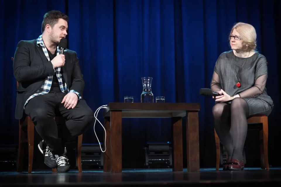11 04 2016 LUBLIN UL JEZUICKA TEATR STARY KINO W TEATRZE PROWADZENIE: MAGDALENA SENDECKA GOSC: TOMASZ SCHUCHARDT FOT WOJCIECH NIESPIALOWSKI / TS