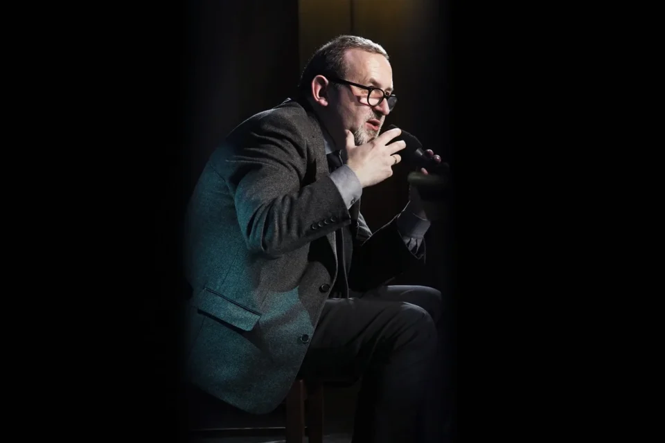 OLYMPUS DIGITAL CAMERA          28 03 2017 LUBLIN UL JEZUICKA TEAT STARY BITWA O KULTURE gosc Andrzej Paczkowski prowadzenie Jerzy Sosnowski FOT DOROTA AWIORKO