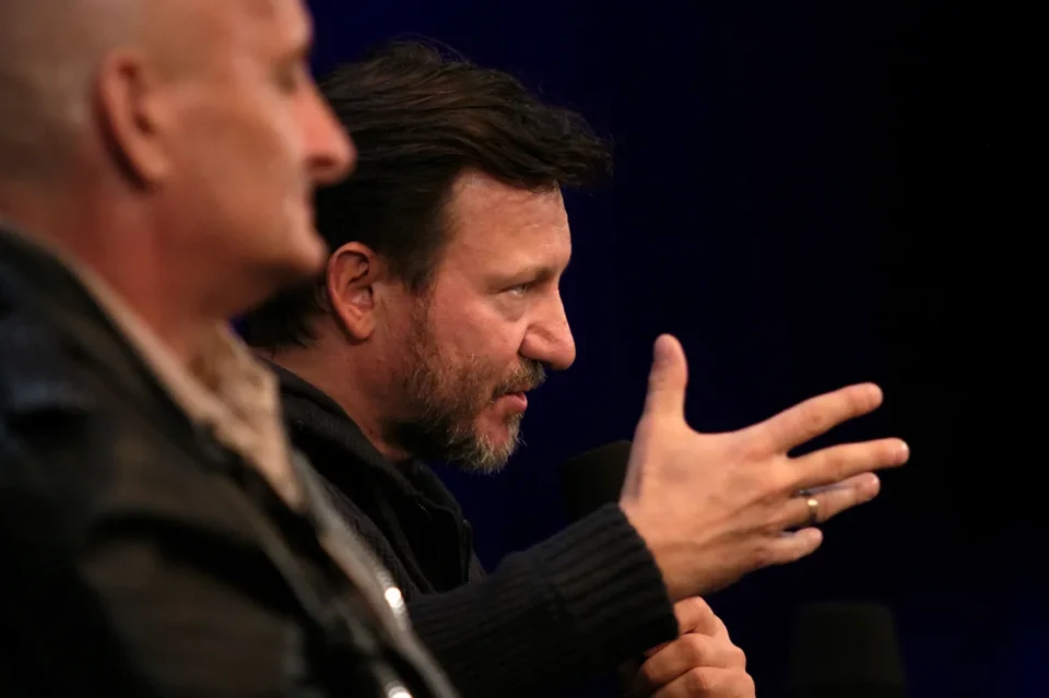 08 10 2012 LUBLIN TEATR STARY KINA W TEATRZE PRZEDSTAWIA FILM WYMYK PO FILMIE ROZMOWA Z ROBERTEM WIECKIEWICZEM JANUSZEM MARGANSKIM FOT DOROTA AWIORKO - KLIMEK